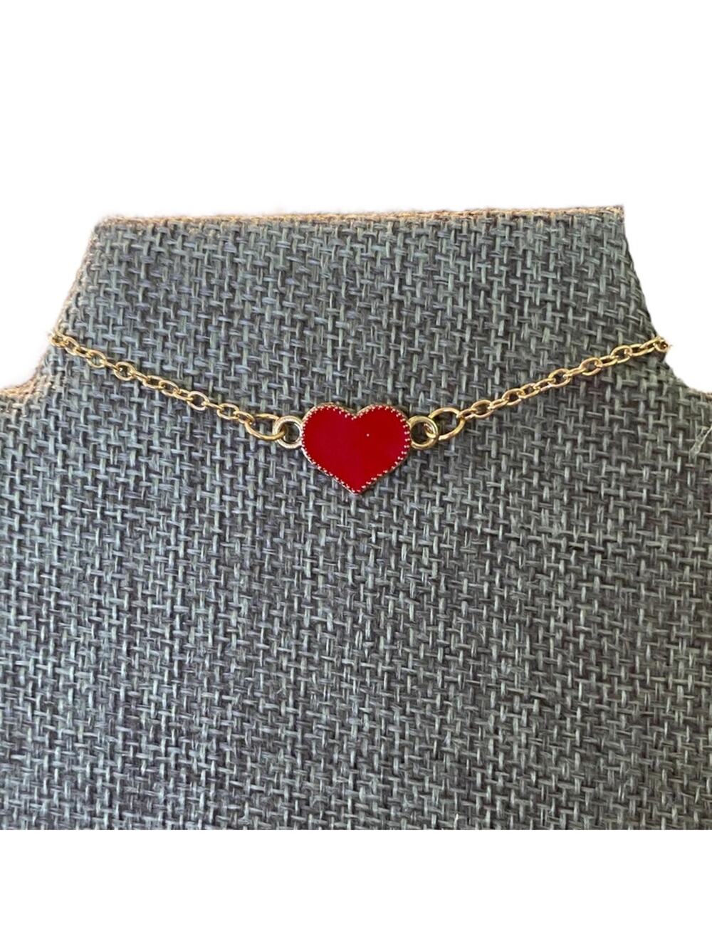 Red Heart Gold Tone Bracelet NEW